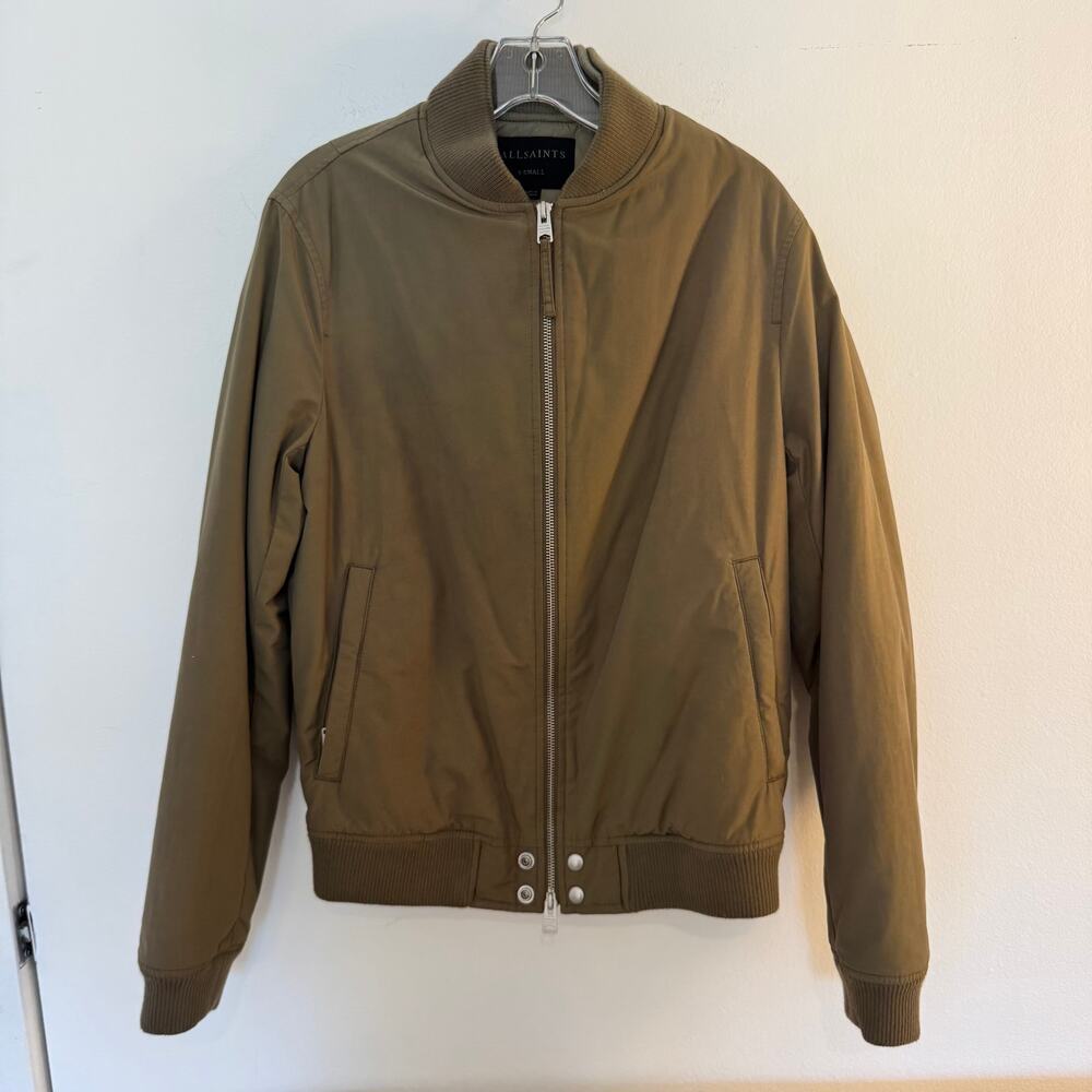 AllSaints Farrier Bomber Jacket Men XS Olive Khaki Military Flight Jacket